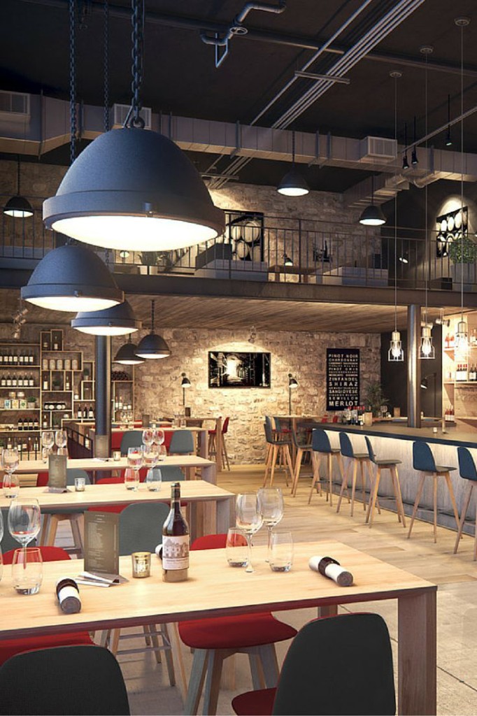 Modern bar and wine restaurant interior